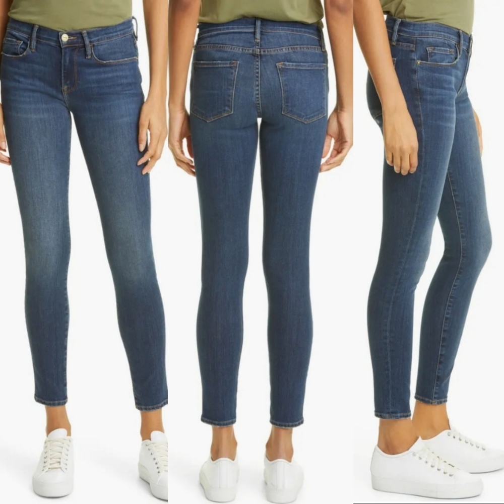 Frame "Le Skinny De Jeanne" Mid-rise Ankle Length Blue Jean | Women's Size 28 - Picture 3 of 14